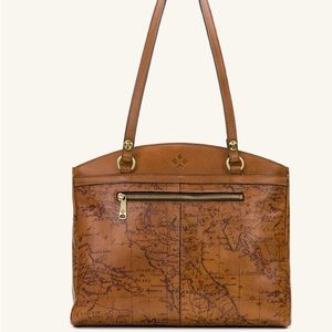 Patricia Nash Leather Poppy Tote in Signature Map